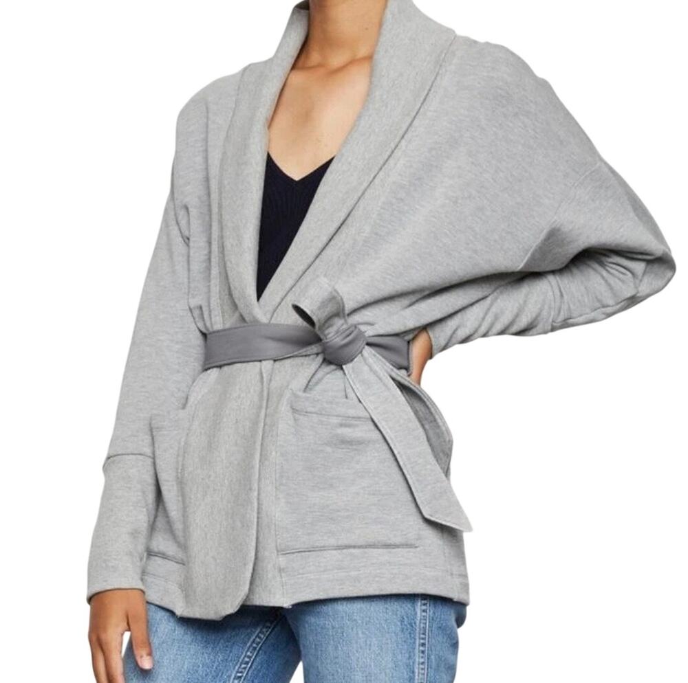 Bailey 44 Olivia Jacket Heather Grey Leather Trim Size Small